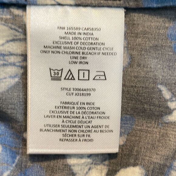 Joie Katya Floral Print Blouse Navy Blazer Blue Flutter Short Sleeves V-Neck S - Picture 10 of 11